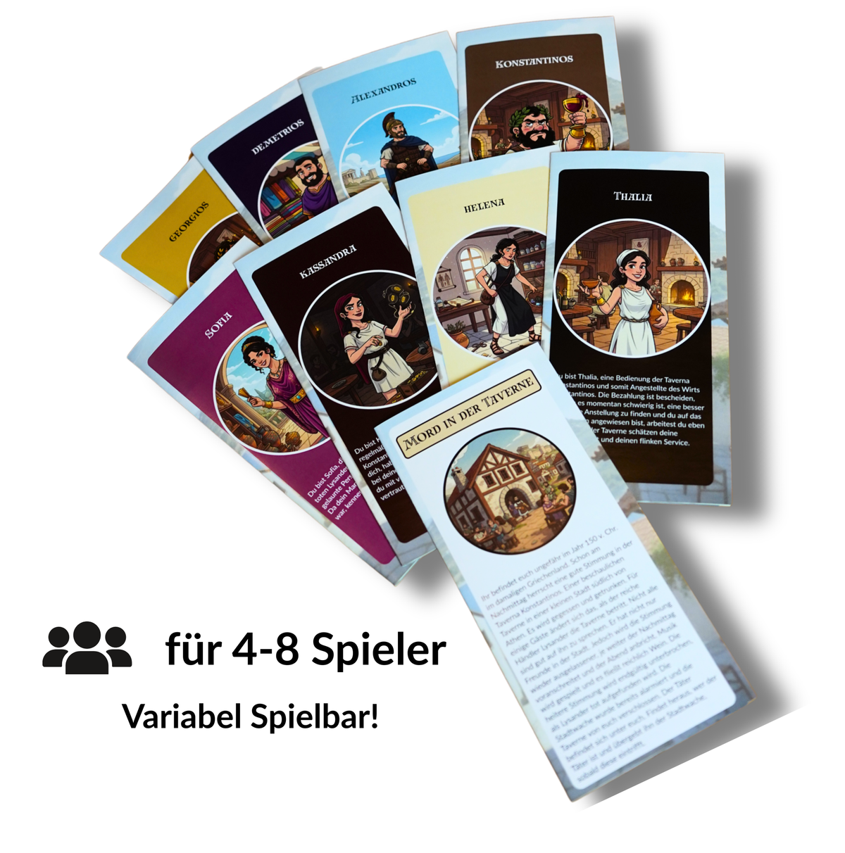 Mord in der Taverne Krimi Spiel Krimi Dinner fuer zuhause Rollen weiss