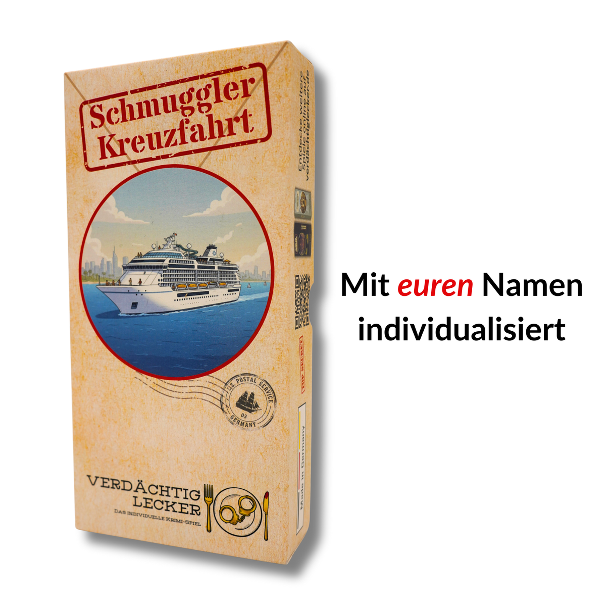 Schmuggler Kreuzfahrt Individualisiert Krimi Spiel Krimi Dinner fuer zuhause Produktfoto weiss